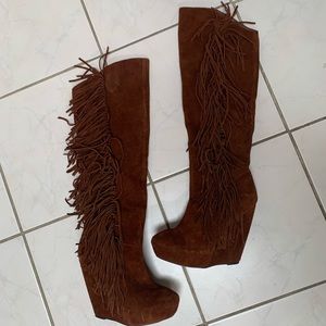 Brown Fringe Boots